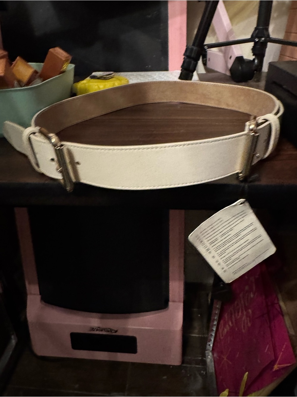 Beymen Club Belt Wide Ivory Leather Belt with Gold Hardware SZ: 85 US: S 4/6
